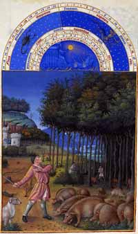 Novembre, Les Très Riches Heures du duc de Berry, musée Condé, Chantilly, Ms. 65.