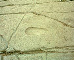 Empreinte de pied, utilisée lors des cérémonies d'intronisation des rois de Dal Riada à Dunadd