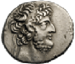 Pièce de monnaie représentant Démétrios III Eukairos qui Règne sur le sud de la Syrie de 95 à 88 av.jc