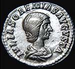 Pièce à l'effigie de Julia Soaemias Impératrice romaine de la dynastie des Sévères