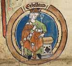 Miniature d'Æthelbald dans une généalogie royale du 14ème siècle (British Library)