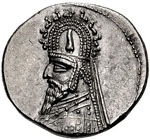 Monnaie de Sanatrocès 1er. Roi arsacide des Parthe de 93 à 70 av.jc