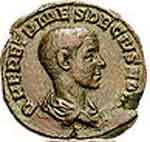 Aureus à l'effigie de Herennius Etruscus. Source : wiki/Herennius Etruscus/ Licence : CC BY-SA 3.0 ch