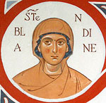 Blandine de Lyon, sainte martyre. Fresque de la chapelle orthodoxe de la Dormition de la Mère de Dieu (Drôme).