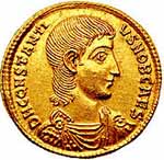 Solidus d'or représentant Gallus. Empereur romain du 4ème siècle