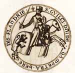 Sceau de Guillaume III de Dampierre (Les seaux des comtes de Flandre et inscriptions des chartes publié en 1641). source : wiki/Guillaume III de Dampierre/ domaine public