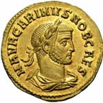 Pièce représentant Carin Empereur romain de 284 à 285