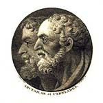Arcésilas et Carnéade d'après une copie romaine de bustes grecs.