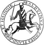 Sceau de Baudouin V de Hainaut dit Baudouin le Courageux Comte de Hainaut de 1171 à 1195-Comte de Flandre sous le nom de Baudouin VIII de Flandre de 1191 à 1194-Marquis de Namur sous le nom de Baudouin 1er de 1187 à 1195