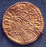 Mancus d'or d'Æthelred dit le Malavisé Roi d'Angleterre de 978 à 1013 et de 1014 à 1016