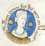 Portrait de Guillaume Adelin dans un arbre généalogique du 13ème siècle consacré aux rois d'Angleterre. (source : wiki/Guillaume Adelin/ )