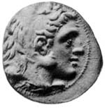 Pièce à l'effigie de Antigone Monophtalmos dit le Borgne Général macédonien Roi d'Asie en 306