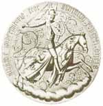 Sceau de Robert Stuart duc d'Albany et gouverneur d'Écosse. Source : wiki/ Robert Stuart (1er duc d'Albany) (extrait de Histoire des sceaux écossais du 11 au 17ème siècle)/ domaine public
