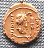 Dinar à l'effigie de Quintus Caecilius Metellus Pius Scipio Nasica. Source : wiki/ Quintus Caecilius Metellus Pius Scipio Nasica/ domaine public