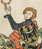 Henri IV le Juste Duc de Wrocław de1270 à 1290-Duc de Cracovie de 1288 à 1290 - Enluminure issue du Codex Manesse. Source : wiki/Henri IV le Juste/domaine public