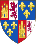 Blason de la maison de la Cerda depuis le 13ème siècle, résultat de la combinaison de la seigneurie de Castille et León, par l'infant Fernando, et de France, par Blanche de France.