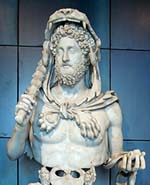 Buste de Commode en Hercule, portant la peau de lion de Némée, la massue et les pommes d'or des Hespérides, marbre de Luni, 191-192 ap. jc, musées du Capitole