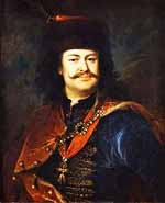 Portrait de François II Rákóczi réalisé par Ádám Mányoki en 1712 à Gdańsk (Galerie nationale hongroise à Budapest). Source : wiki/ François II Rákóczi/ domaine public