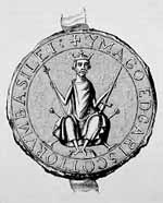 Dessin du sceau d'Edgar d'Écosse. Source : wiki/Edgar (roi d'Écosse)/ domaine public