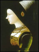 La duchesse Marie par Michael Pacher, vers 1490, Heinz Kisters Collection, Kreuzlingen. Source : wiki/ Marie de Bourgogne/ domaine public