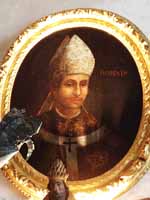 Peinture de saint Romain, évêque de Rouen, dans les salles basses de l'archevêché de Rouen. Source : wiki/Romain de Rouen/ licence : C BY-SA 3.0