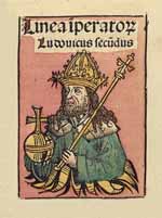 Louis II dans La Chronique de Nuremberg. Source : wiki/ Louis II le Jeune/ domaine public