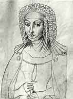 Portrait de Marguerite 1ère de Bourgogne ou Marguerite de France par Jacques Le Boucq (Médiathèque d'Arras). 