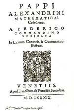 Mathematicae collectiones par Pappus, traduites par Federico Commandino (1589). Source : wiki/ Pappus d'Alexandrie/ domaine public
