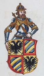 Rodolphe II, roi de Bourgogne, époux de Berthe de Souabe dite La Filandière (Chroniken der Habsburger.)