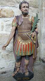 Saint Gorgon représenté en officier romain, avec la palme du martyre. Source : wiki/ Gorgon (saint)/ licence : CC BY-SA 3.0