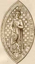 Sceau de Yolande d'Ecosse, comtesse de Montfort, Duchesse de Bretagne. Source : wiki/ Yolande de Dreux (reine d'Écosse)/ domaine public