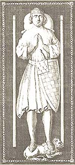 Gisant en marbre d'Arthur II, duc de Bretagne (dessin de Dom Morice). Source : wiki/Arthur II de Bretagne/ domaine public