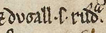 Le nom et le titre (Roi d'Argyll) de Dugald MacRuairi tel qu'il apparaît sur le folio 19v du manuscrit de la Royal Irish Academy. Source : wiki/Dugald MacRuairi/ domaine public
