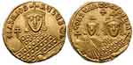Solidus d'or montrant Basile Ier sur l'avers, avec Constantin et Eudocie Ingérina au revers.