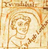 Zwentibold Roi de Lotharingie de 895 à 900 dans la Historia Welforum (v. 1170). Source : wiki/Zwentibold/ domaine public
