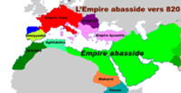 Carte de l'empire abbasside vers l'an 820. (source : wiki/Califat abbasside/ Christophe Cagé)
