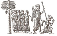 Cambyse II de Perse capturant le pharaon Psamtik III. Image sur le sceau persan, 6ème siècle av. jc.