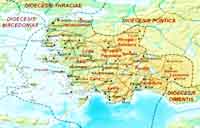 Le diocèse d'Asie vers 400. Source : wiki/Carie (Antiquité)/ domaine public