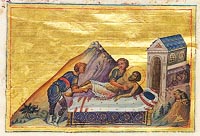 Martyr de Abdas de Suse. (Minologie miniature de Basile II. Bibliothèque du Vatican. Rome). Source : wiki/Abdas de Suse/ Abdas de Suse