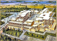 Dessin du palais de Cnossos ville de naissance de Énésidème Philosophe sceptiques de l'Antiquité
