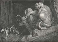 Minos, juge aux Enfers. (Illustration de Gustave Doré pour la Divine Comédie de Dante (1861-1865).)