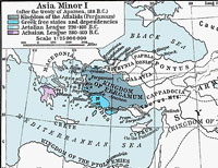 Le royaume de Pergame à son apogée territoriale, autour de 188 av. jc