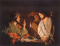 Le Christ devant Caïphe de Matthias Stom(Milwaukee Art Museum dans le Wisconsin. (USA). Source : wiki/Caïphe/ domaaine public