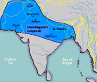 L'empire de Chandragupta Maurya vers 305 avant notre ère.