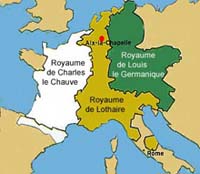 Les royaumes francs après le partage de Verdun. 
