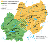 Le duché des Alamans et le royaume des Burgondes au 10ème siècle.