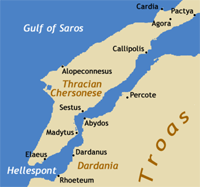La Chersonèse de Thrace. Source : wiki/Cardia (cité grecque)/ licence : CC BY-SA 3.0