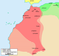 Étendue de l'empire saadien sous le règne d'Ahmed al-Mansour en 1591. Source : wiki/Saadiens/ licence : CC BY-SA 3.0 