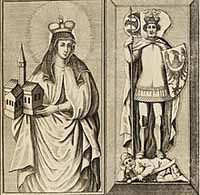 Anna Lehnická dite Anne de Bohême et Henri II, gravure sur cuivre (1733). Source : wiki/ Anne de Bohême (1204-1265)/ domaine public