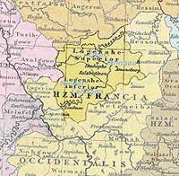Carte avec le comté de Lahngau 